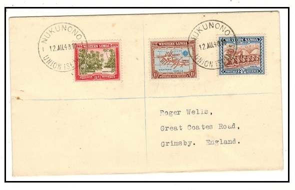 TOKELAU - 1940 5d rate registered cover to UK used at NUKUNONO/UNION ISLAND.