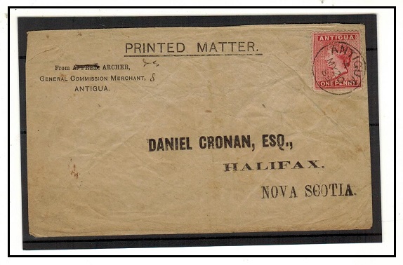 ANTIGUA - 1889 1d rate cover to Nova Scotia.