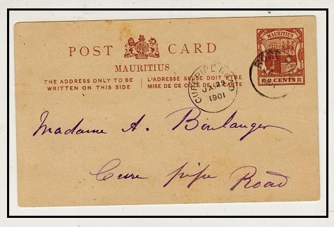 MAURITIUS - 1909 2c brown PSC used locally at ROSE HILL.  H&G 22.