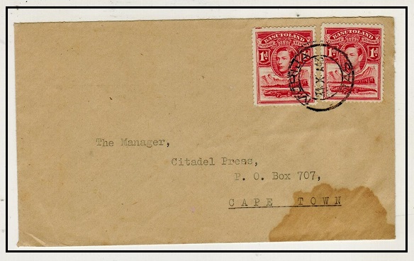 BASUTOLAND - 1943 2d rate cover to Cape Town used at MORIJA/BAS.