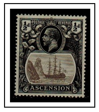 ASCENSION - 1924 1/2d grey-black and black fine mint with BROKEN MAST variety.  SG 10a.