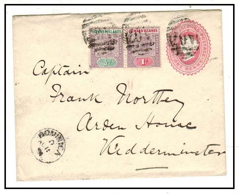 DOMINICA - 1891 1d pink PSE of Leeward Islands uprated to UK and used at DOMINICA.  H&G 1.