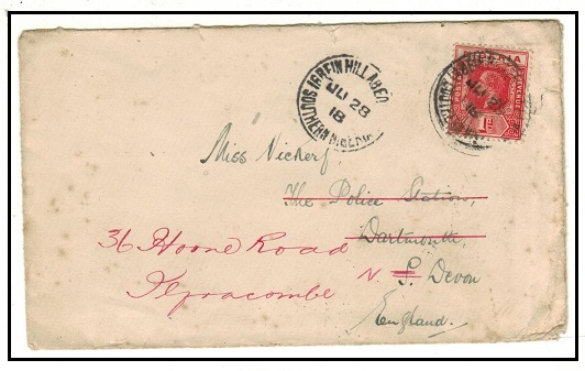 NIGERIA - 1918 1d rate cover to UK used at IGBEIN HILL ABEOKUTA.