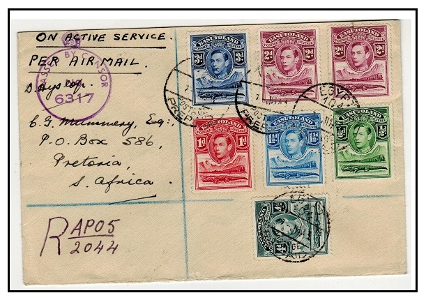 BASUTOLAND - 1943 registered censored cover to South Africa used at EGYPT/104.
