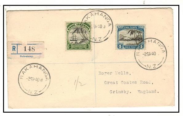 COOK ISLANDS - 1940 4 1/2d registered 