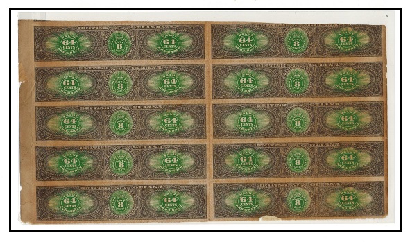 BRITISH GUIANA - 1900 8c black and green (64c) MEDICINE DUTY label in a unused block of ten.