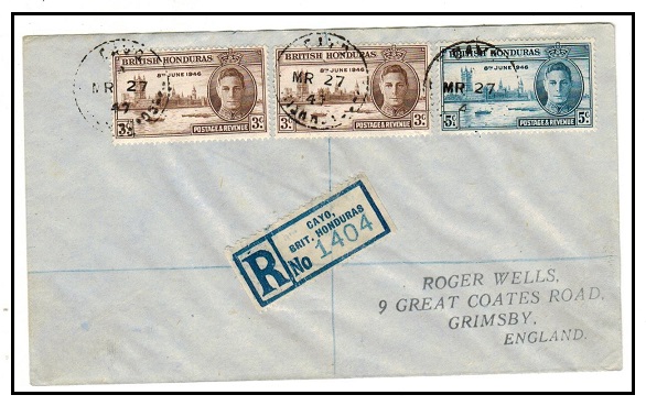 BRITISH HONDURAS - 1947 11c rate registered 