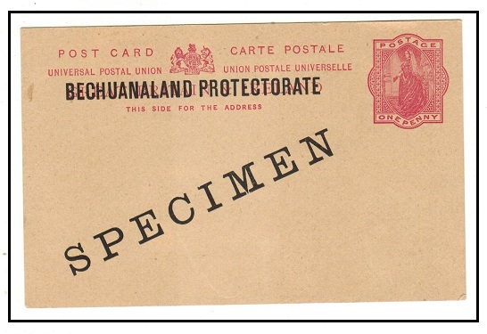 BECHUANALAND - 1901 1d carmine PSC struck diagonally SPECIMEN.  H&G 2.