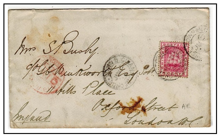 BRITISH GUIANA - 1881 8c rate cover to UK used at GEORGETOWN.