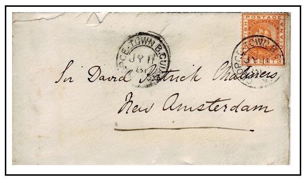 BRITISH GUIANA - 1881 2c rate local cover used at GEORGETOWN.
