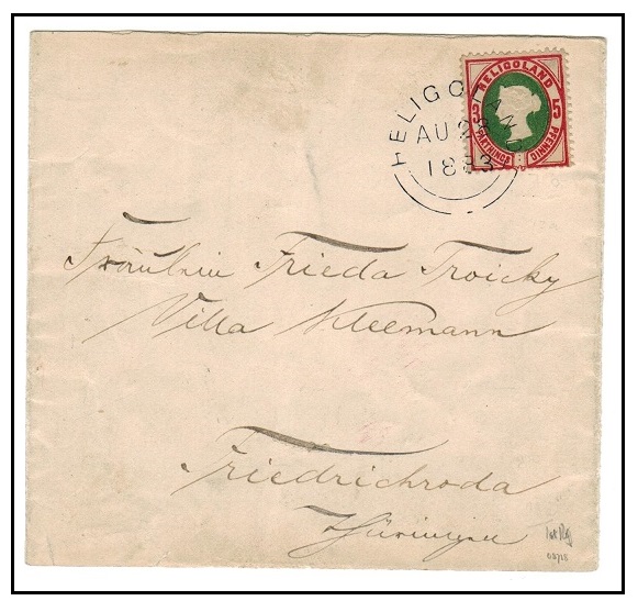 HELIGOLAND - 1883 3f/5pfg rate home made wrapper use to Germany.