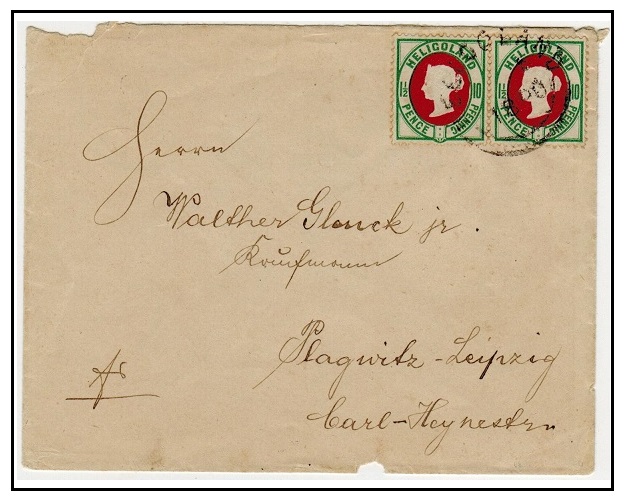 HELIGOLAND - 1890 3d rate cover to Leipzig in Germany.
