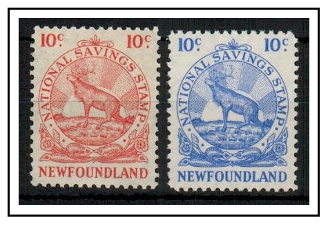 NEWFOUNDLAND - 1946 10c blue and 10c red WAR SAVINGS STAMPS in fine mint condition.