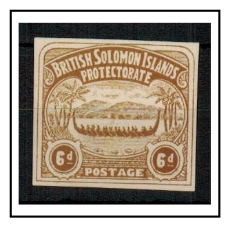 SOLOMON ISLANDS - 1907 6d un-official IMPERFORATE PLATE PROOF in chocolate.