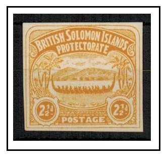 SOLOMON ISLANDS - 1907 2 1/2d un-official IMPERFORATE PLATE PROOF in orange-yellow.