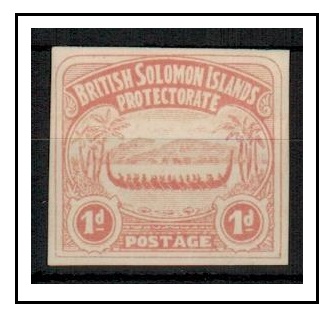 SOLOMON ISLANDS - 1907 1d un-official IMPERFORATE PLATE PROOF in rose-carmine.