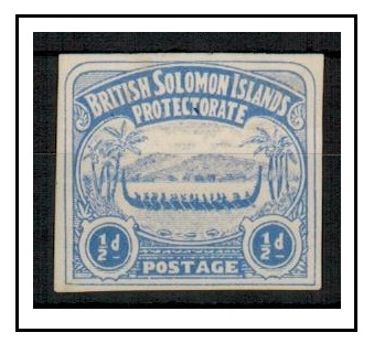 SOLOMON ISLANDS - 1907 1/2d un-official IMPERFORATE PLATE PROOF in ultramarine.