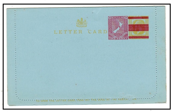 NEW ZEALAND - 1924 1d on obliterated 2d yellow letter card unused.  H&G 21.