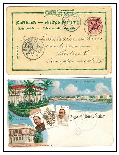 TANGANYIKA - 1898 5 pesa on 10pfg illustrated Germany PSC used at SAADANI.  H&G 2.
