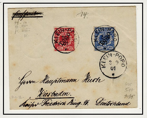 TOGO - 1901 30pfg rate cover to Germany used at KLIEN POPO.