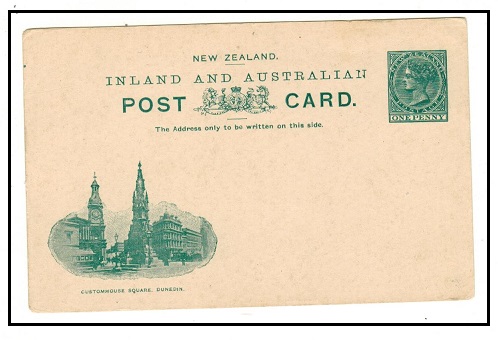 NEW ZEALAND - 1899 1d deep green illustrated PSC unused.  H&G 10.