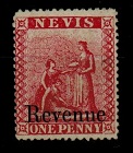 ST.KITTS (Nevis) - 1877 1d red REVENUE.