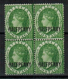 ST.LUCIA - 1882 1/2d green mint block of four.  SG 25.