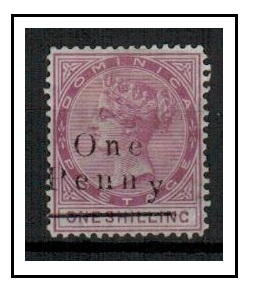 DOMINICA - 1886 1d on 1/- magenta mint with DROPPED Y variety.  SG 19.