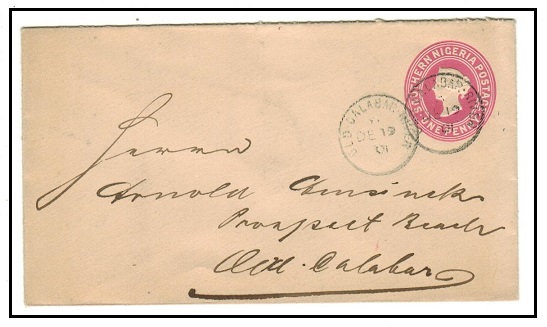 SOUTHERN NIGERIA - 1901 1d rose PSE to USA used at OLD CALABAR RIVER.  H&G 1.