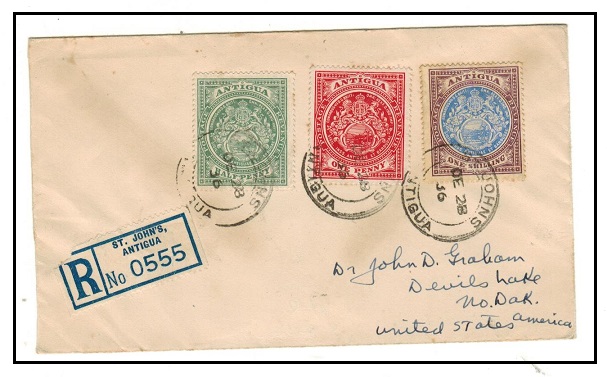ANTIGUA - 1936 registered cover to USA used at ST.JOHN