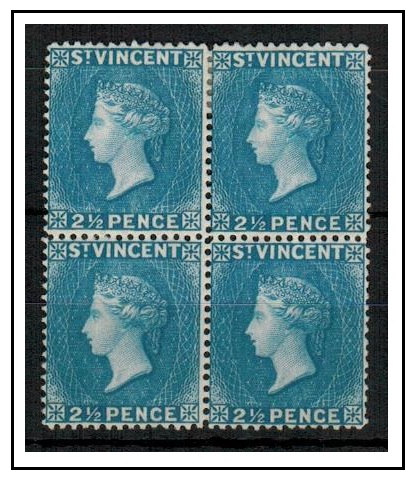 ST.VINCENT - 1887 2 1/2d blue mint block of four.  SG 61.
