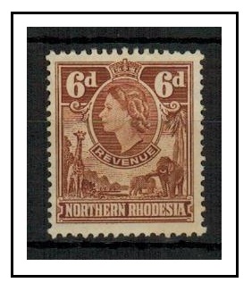 NORTHERN RHODESIA - 1955 6d brown REVENUE unmounted mint. 
