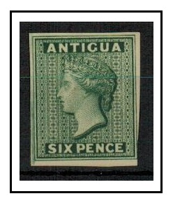 ANTIGUA - 1862 6d IMPERFORATE PLATE PROOF in green.