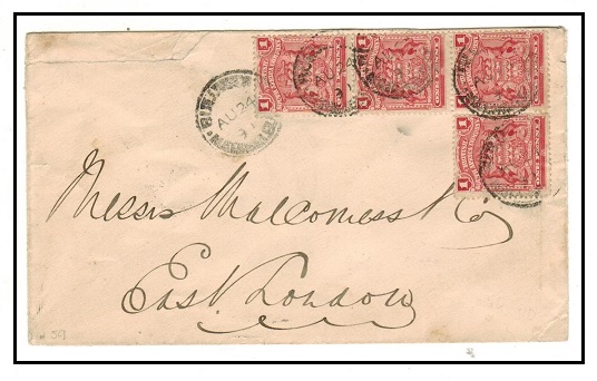 RHODESIA - 1899 4d rate local cover used at BULAWAYO MATEBELELAND.