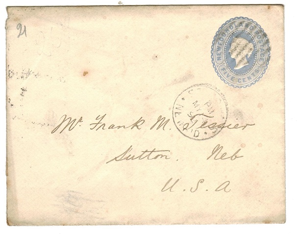 NEWFOUNDLAND - 1889 5c blue PSE used from ST.JOHNS.  H&G 2a.