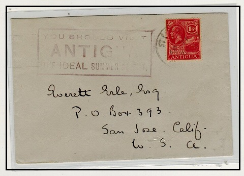 ANTIGUA - 1923 1 1/2d rate cover to USA with 