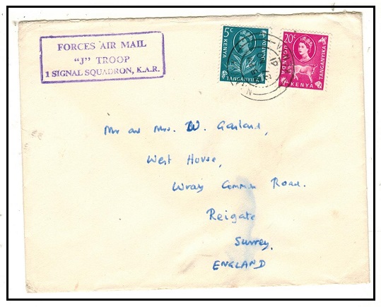 K.U.T. - 1961 25c rate cover to UK struck 