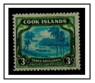 COOK ISLANDS - 1938 3/- fine mint with 