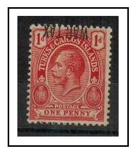 TURKS AND CAICOS IS - 1917 1d red fine mint with INVERTED OVERPRINT AT TOP. SG 140d.