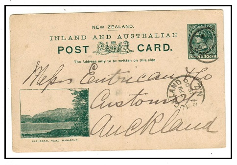 NEW ZEALAND - 1899 1d deep greenish grey illustrated PSC used locally.  H&G 10.