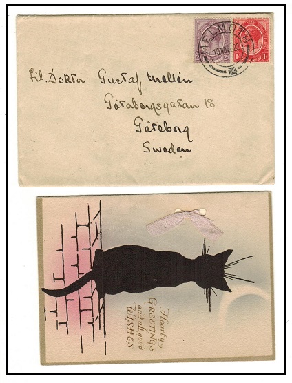 SOUTH AFRICA - 1922 3d rate cover to Sweden used at Melmoth (ex Zululand).