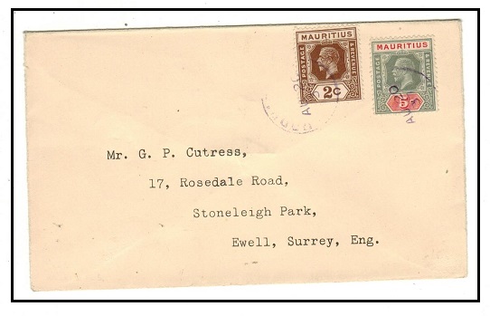 MAURITIUS - 1937 7c rate cover to UK used at RODRIGUES.