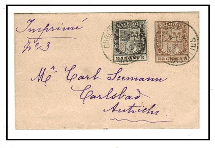 MAURITIUS - 1909 2c brown PSE uprated to Austria at CUREPIPE. H&G 25.