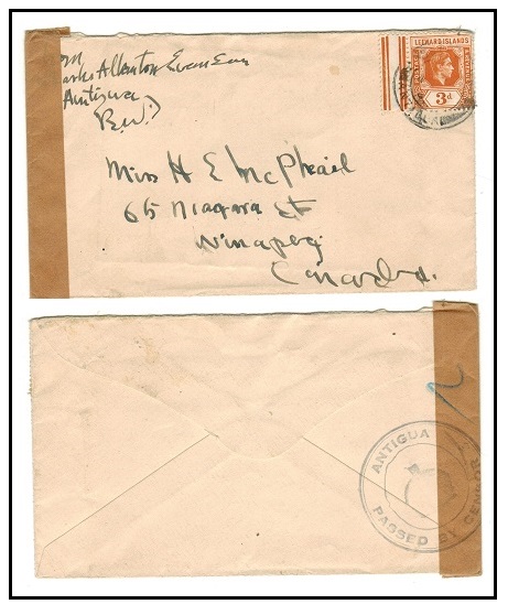 ANTIGUA - 1940 (circa) 3d rate cover to Canada with 