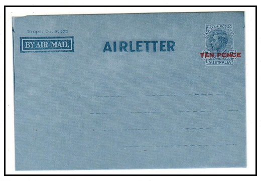 AUSTRALIA - 1952 10d on 7d dark blue air letter unused.  H&G 4.