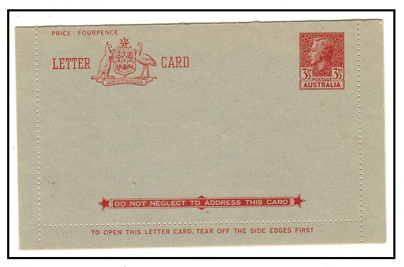 AUSTRALIA - 1952 3 1/2d red letter card unused.  H&G 41.