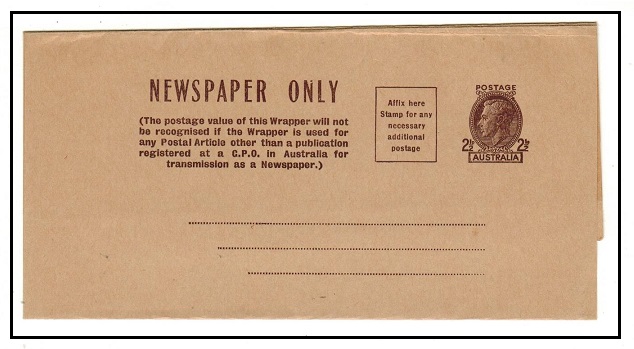 AUSTRALIA - 1950 2 1/2d brown postal stationery newspaper wrapper unused.  H&G 21.