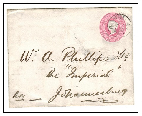 CAPE OF GOOD HOPE - 1892 1d pink PSE to Johannesburg used at MIDLAND/UP TPO  H&G 2.