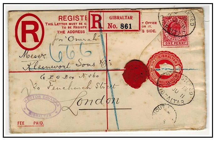 GIBRALTAR - 1902 2d red RPSE (size G) uprated to UK. H&G 11b.