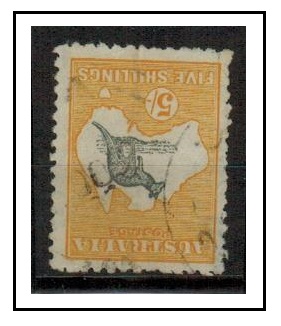 AUSTRALIA - 1915 5/- grey and yellow used with INVERTED WATERMARK.  SG 30w.
